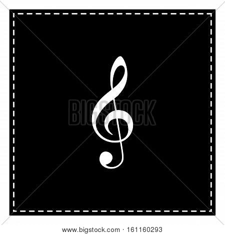 Music Violin Clef Sign. G-clef. Treble Clef. Black Patch On Whit