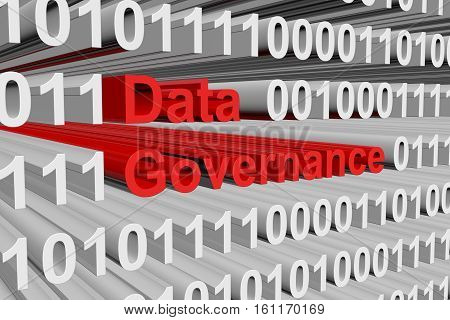 data governance in the form of binary code, 3D illustration