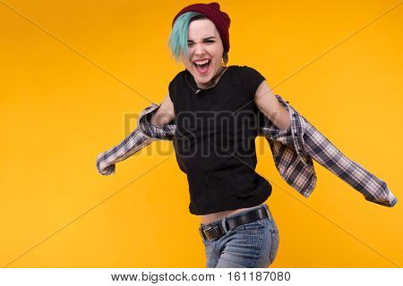 Jumping Emotional Bright Person