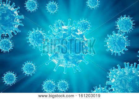 3d rendering viruses in infected organism, viral disease epidemic, virus abstract background.