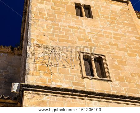 Sundial at the Salvador Church in Ubeda, Jaen province, Spain
