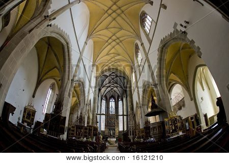 ภายในของคริสตจักรของ St. Egidius, Bardejov สโลวาเกีย