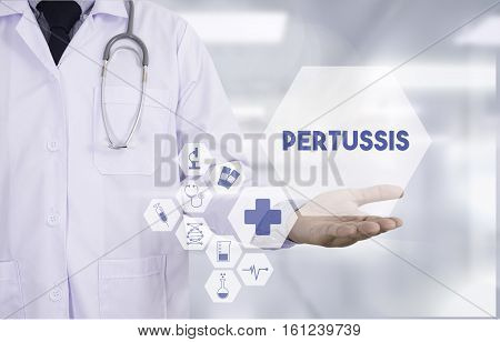 Pertussis Professional Doctor Use Computer And Medical Equipment All Around