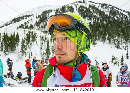 Mamay, Russia - December 7-11, 2016: Competitions Freeride Mamay First Snow 2016 Mountain Near Mamay