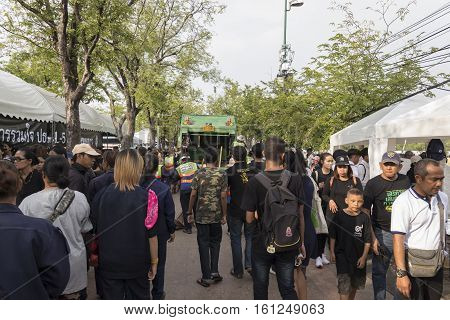 BANGKOK THAILAND - OCT 25 : massive of mourners in Sanam Luang area while the royal funeral of king Bhumibol Adulyadej in Grand Palace on october 25 2016