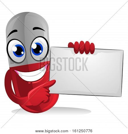 Vector Illustration of Red Capsule holding Blank Board