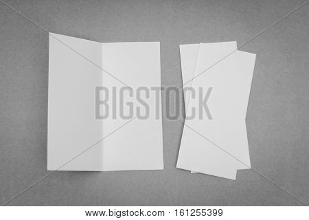 Bifold white template paper on gray background