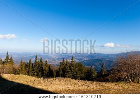 Beautiful Autumn Beskidy Mountains Landscape