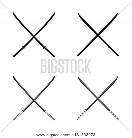 Japanese Katana. Samurai Isolated weapons. Vector illustration.