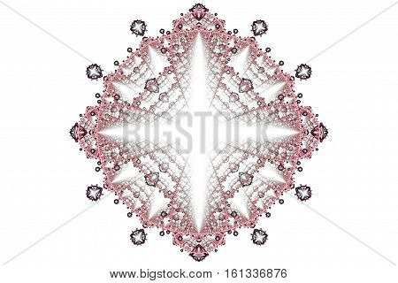 Abstract colorful fractal with red lines. Red circle on black backgraund.