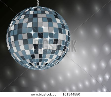 Mirror disco ball on shining background. vector illustration