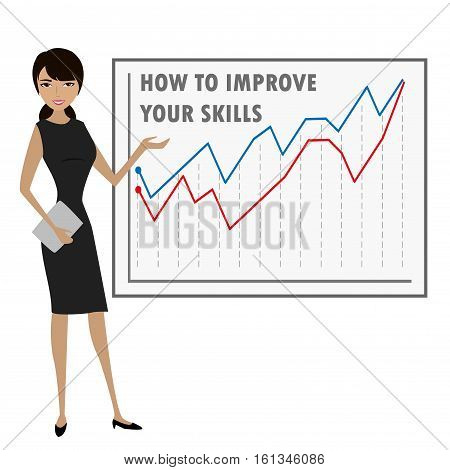 Business woman presenting isolated on white stock vector illustration