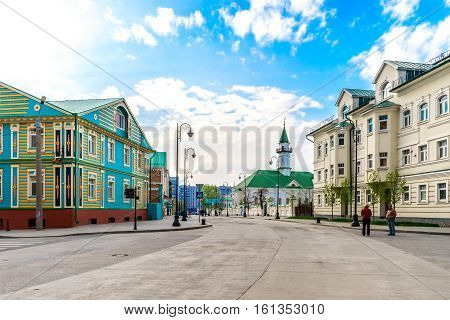 Beautiful street  in Old-Tatar Sloboda in Kazan Russia.