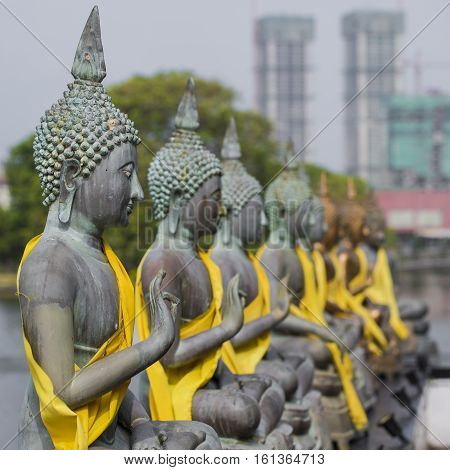 Buddha Statues In Seema Malaka Temple, Colombo, Sri Lanka