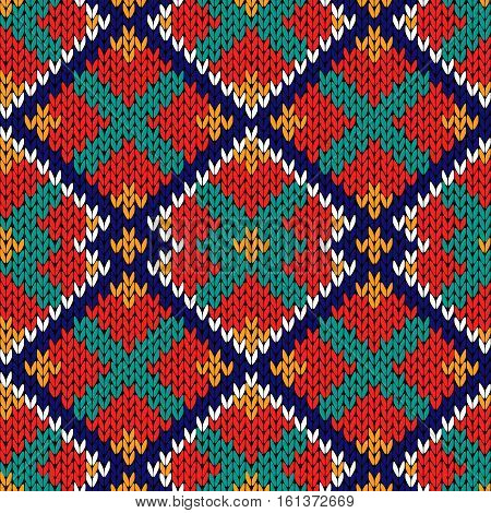Seamless Knitted Rhombus Multicolor Pattern