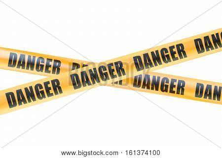 Danger Caution Barrier Tapes 3D rendering isolated on white background