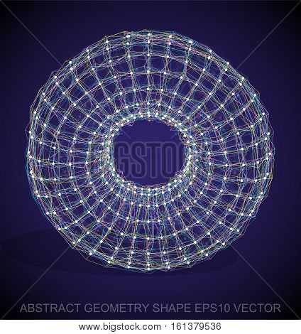 Abstract geometry shape: Multicolor sketched Torus with Transparent Shadow. Hand drawn 3D polygonal Torus. EPS 10, vector illustration.
