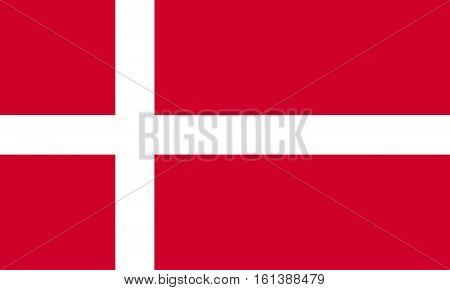 flat danish flag in the colors red and white
