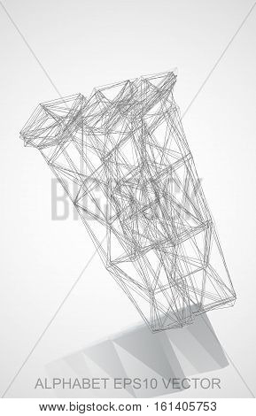 Abstract illustration of a Pencil sketched W with Reflection. Hand drawn 3D W for your design. EPS 10 vector illustration.