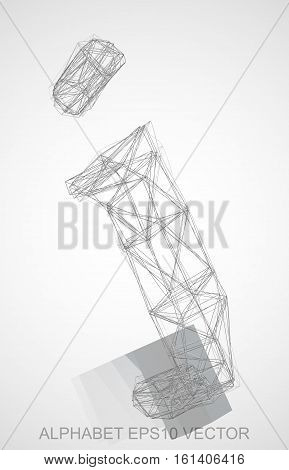 Abstract illustration of a Pencil sketched J with Reflection. Hand drawn 3D J for your design. EPS 10 vector illustration.