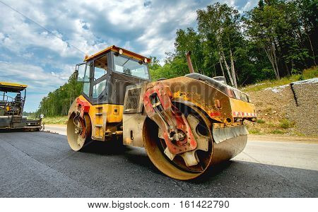 New road construction paving asphalt repair vehicle