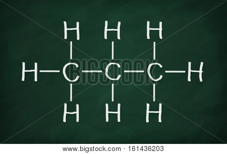 Structural Model Of Propane On The Blackboard.