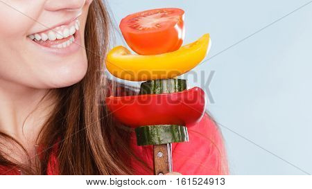 Fitness Woman With Vegetables. Dieting Slimming.