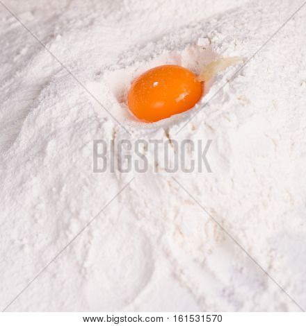 Flour and yolk, backing background, domestic kitcen