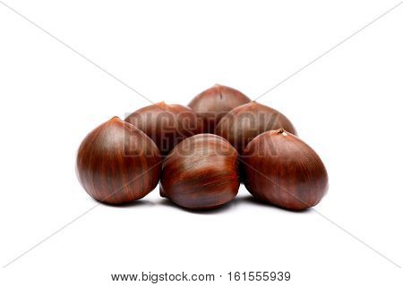 Fresh  hot Chestnuts isolated on white background