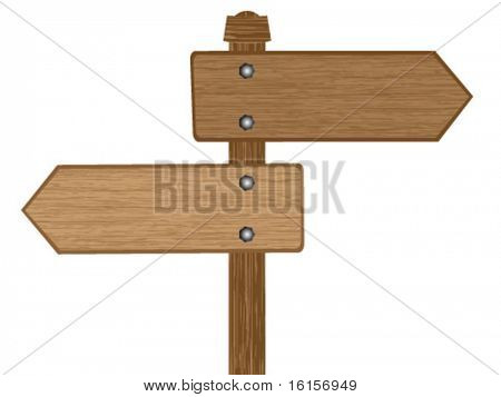 Wooden direction sign