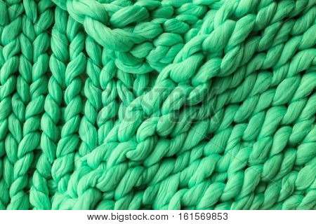 Close-up of knitted blanket merino wool background