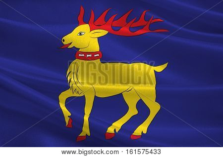 Flag of Oland is the second largest Swedish island and the smallest of the traditional provinces of Sweden. 3d illustration