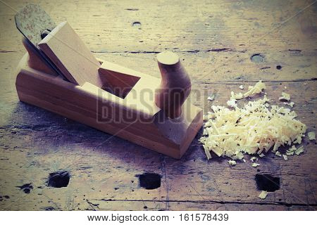 Old Wooden Plane On The Table