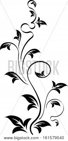 Blossom Floral Branch In Stencil Style. Can Be  Used As Stencil-plate For Your Color Paint Or Other