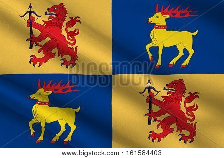 Flag of Kalmar County is a county or län in southern Sweden. 3d illustration
