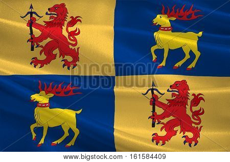 Flag of Kalmar County is a county or län in southern Sweden. 3d illustration
