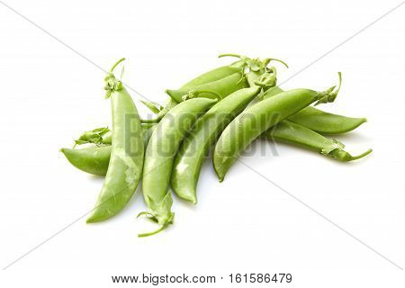 Snow peas isolated over white background group, ingredients
