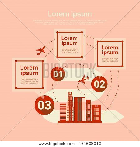 Airport Plane Transportation Analysis Infographic Copy Space Banner Flat Vector Illustration