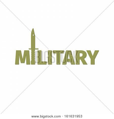 Military shop isolated vector logo design with kinfe