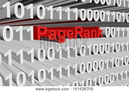 PageRank in the form of binary code, 3D illustration