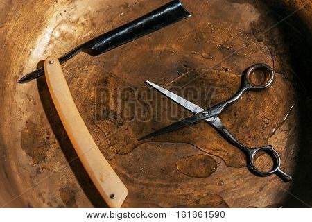 Vintage Razor And Hair Scissors
