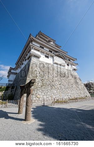 Bottom up view of the Karatsu Castle in Saga Prefecture, Japan