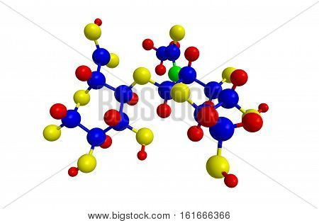 Molecular structure of hyaluronic acid (hyaluronan) 3D rendering