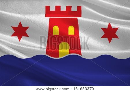 Flag of Kalmar is a city in Kalmar County of Sweden. 3d illustration