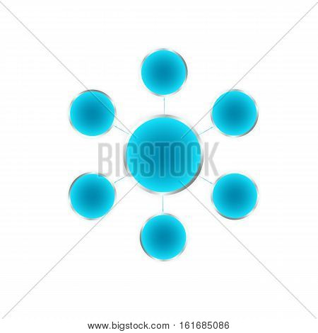 Vector illustration communication. Circles in the metal frame of the United arrows.