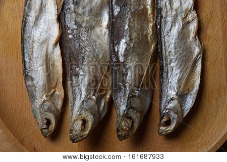 Stockfish sabrefish on the table. Natural food.