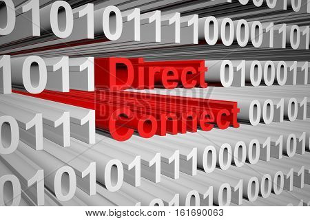 Direct Connect in the form of binary code, 3D illustration