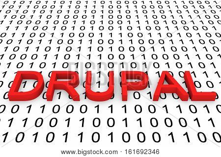 Drupal in the form of binary code, 3D illustration
