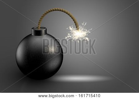 Bomb dynamite on dark background 3D rendering