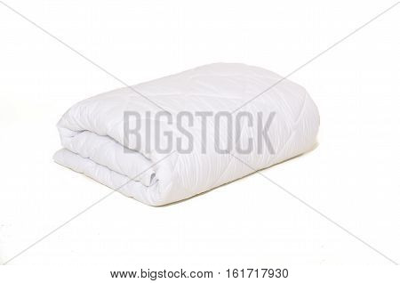 Rolled White Duvet Cover On  Isolated Background